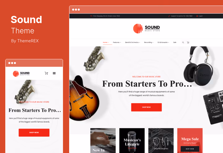 Musical instruments store on Sound theme