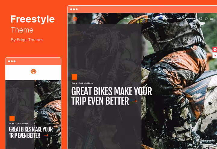 Design de site Freestyle, desportos radicais e atividades ao ar livre