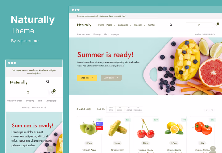 Naturally teema mall mahetoodete veebipoele WooCommerce'il