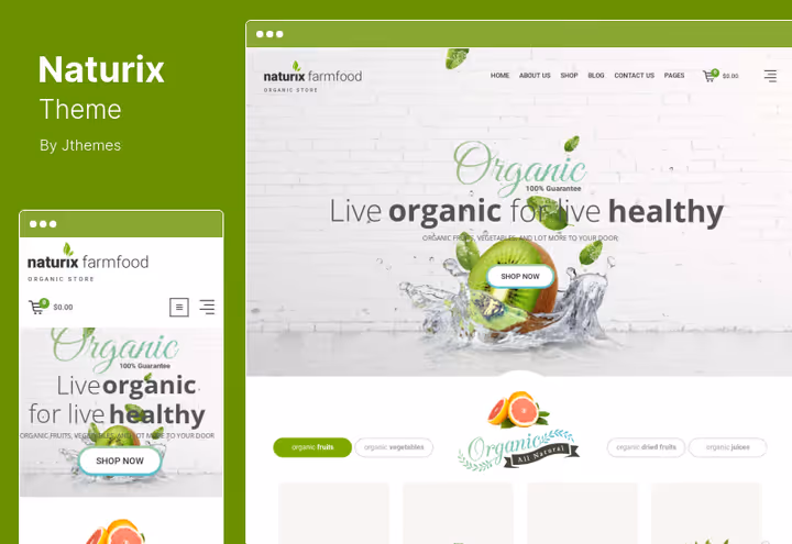 Naturix teema kuvatõmmis mahepoele WooCommerce'il