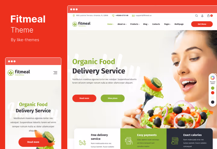Fitmeal teema demo tervisliku toidu kohaletoimetamisele ja dieediprogrammidele