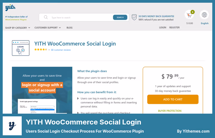 Форма социального входа YITH WooCommerce Social Login