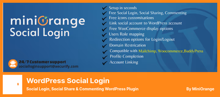 Интерфейс настройки miniOrange Social Login