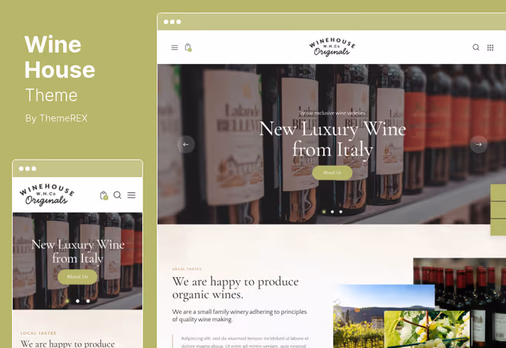 Wine House WordPressi teema veinimõisa leht