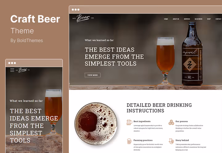 Pruulikoda Craft Beer WordPressi teemas