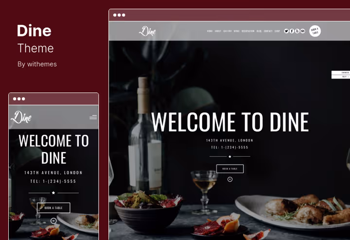 Дизайн ресторанної теми Dine з системою бронювання