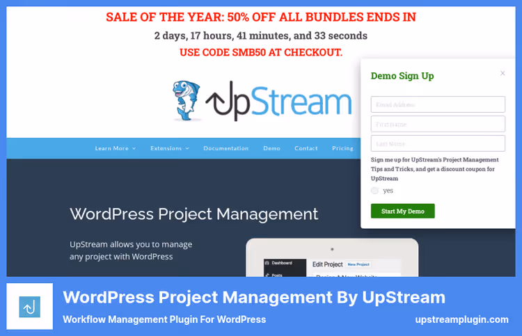 Панель управления проектами UpStream в WordPress