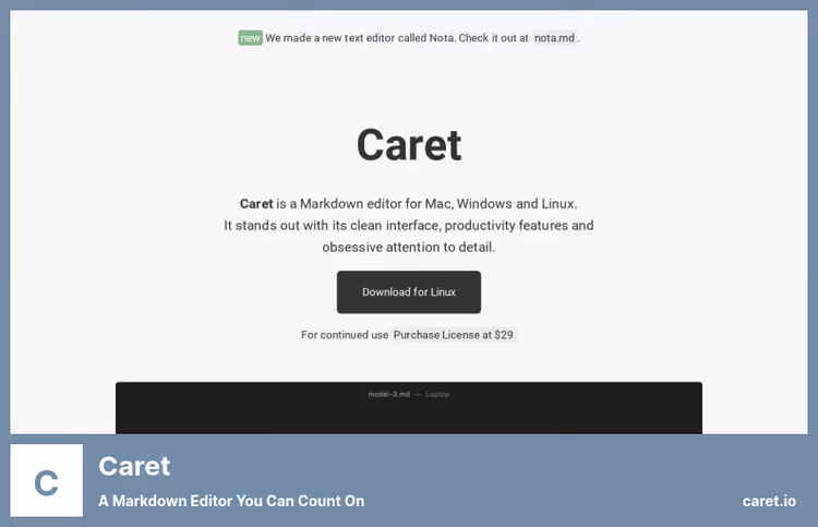 Caret: Markdown-редактор на Monaco с боковой панелью оглавления