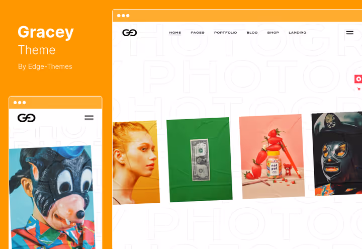Gracey-tema, minimalistisk webdesigner-portefølje med Elementor