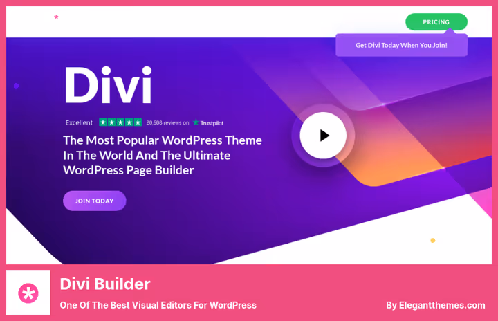 Divi Builderi visuaalredaktor seadistuspaneeli ja eelvaatega