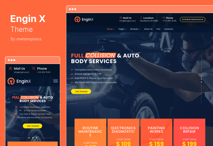 EnginX-tema, bilservice og vedlikehold