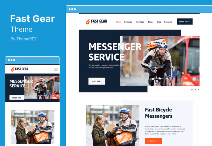 Тема Fast Gear для кур'єрської служби з формами розрахунку вартості