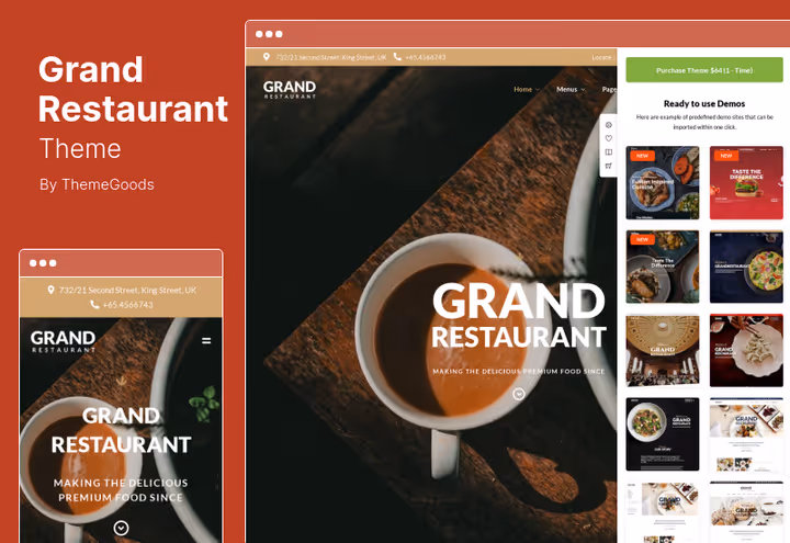 Тема Grand Restaurant з Elementor і налаштуванням ступеня просмаження