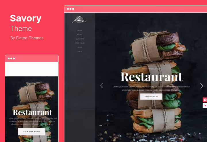 Тема Savory з 12 готовими розкладками для ресторанів