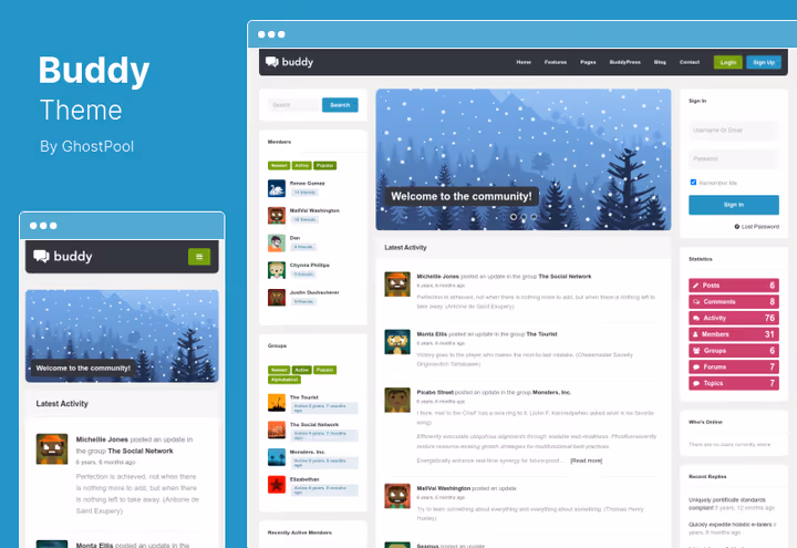 Простая тема Buddy для WordPress и BuddyPress без лишнего