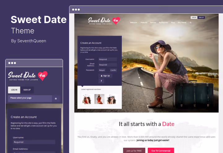 Тема Sweet Date дейтинг на WordPress с BuddyPress и matching