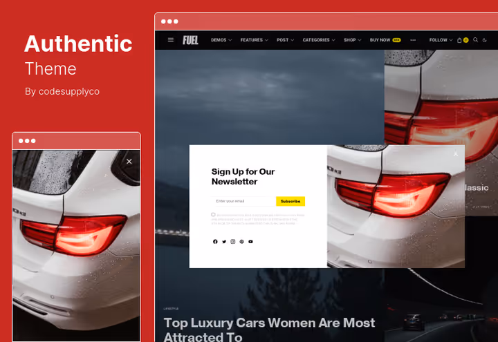 Minimalist blog on Authentic with parallax background