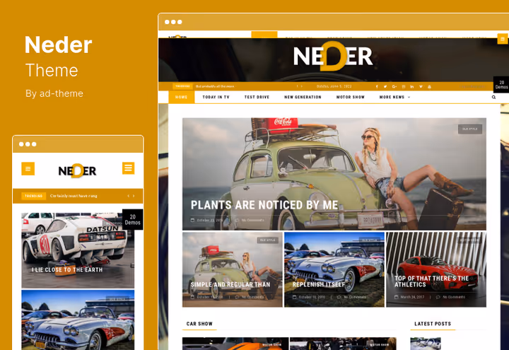 Automotive magazine on Neder with mega menu