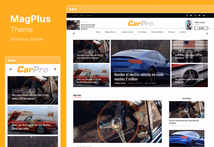 MagPlus post page with ad block and Elementor