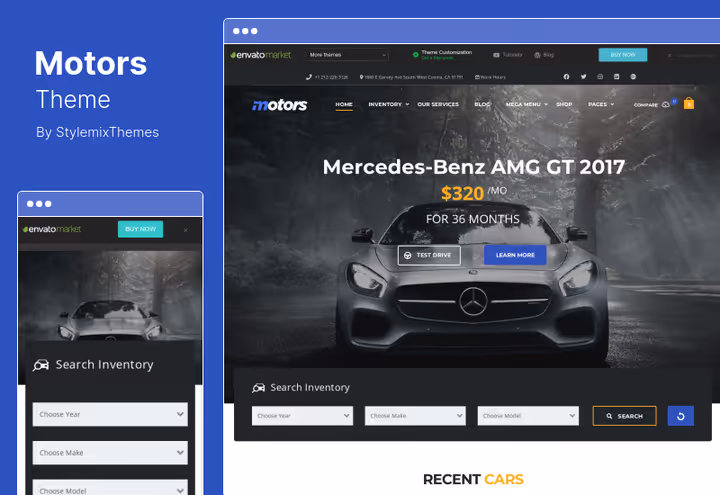 Car catalog on Motors with card grid and prices