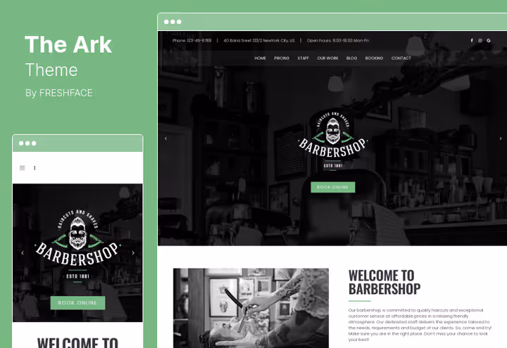 Página de demonstração do tema The Ark com blocos Fresh Builder
