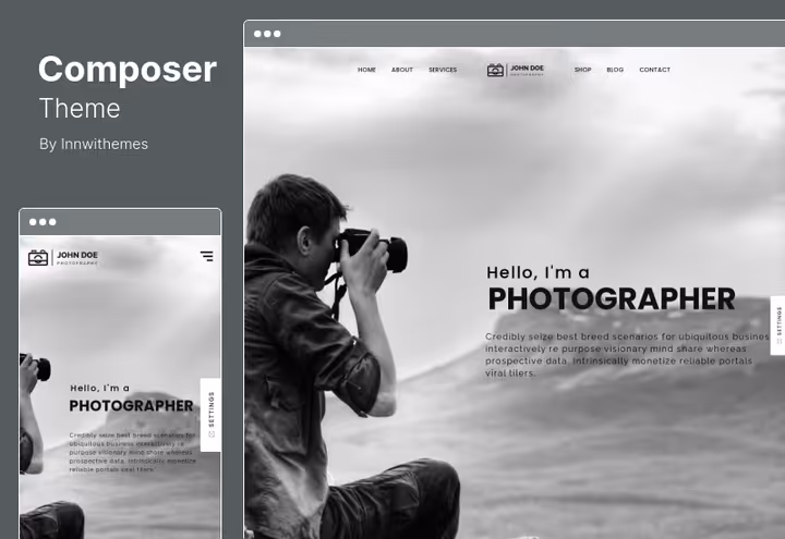 Site empresarial no tema Composer com blocos Visual Composer