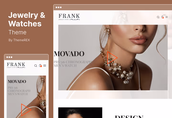 Montra de joalharia no tema Jewelry and Watches com produtos