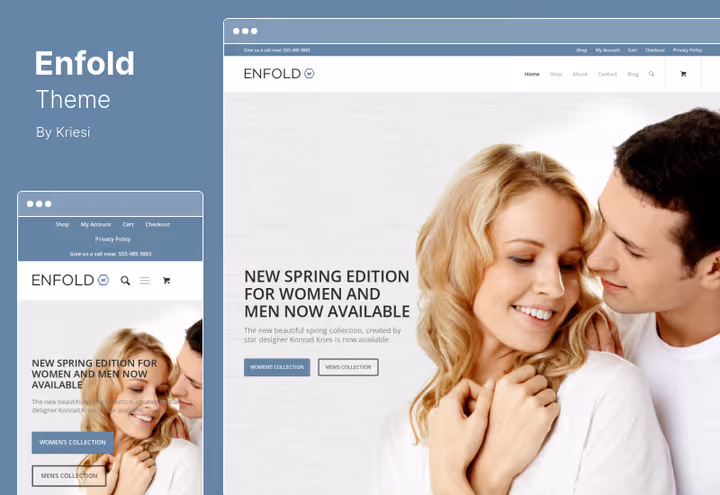 Demonstração do tema universal Enfold com diaporama de vídeo e layout responsivo
