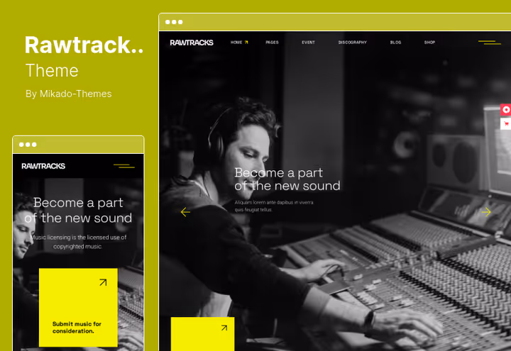 Тема Rawtracks, музыкальная группа с Elementor