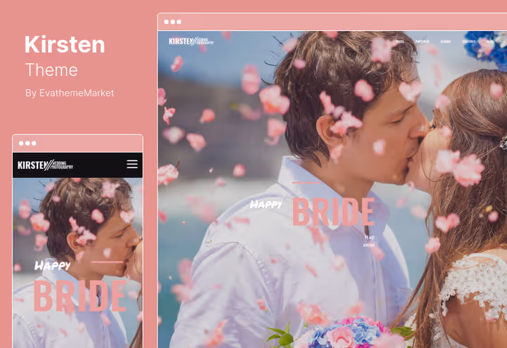 Puhas Kirsteni teema pulmafotograafile WooCommerce'iga