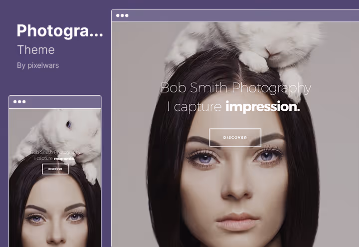 Minimalistlik Photographer teema responsiivse portfoolioga