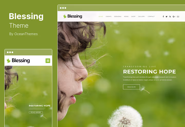 Responsivt Blessing-tema for WordPress-kirkeside