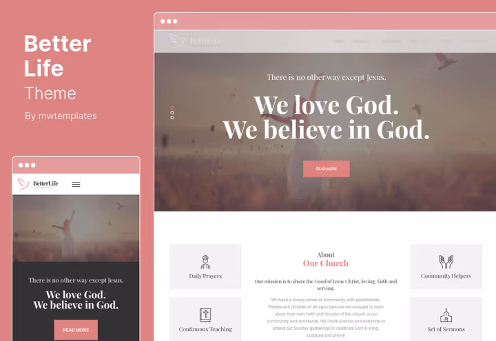 BetterLife-tema for kirke, religiøse arrangementer og veldedighet