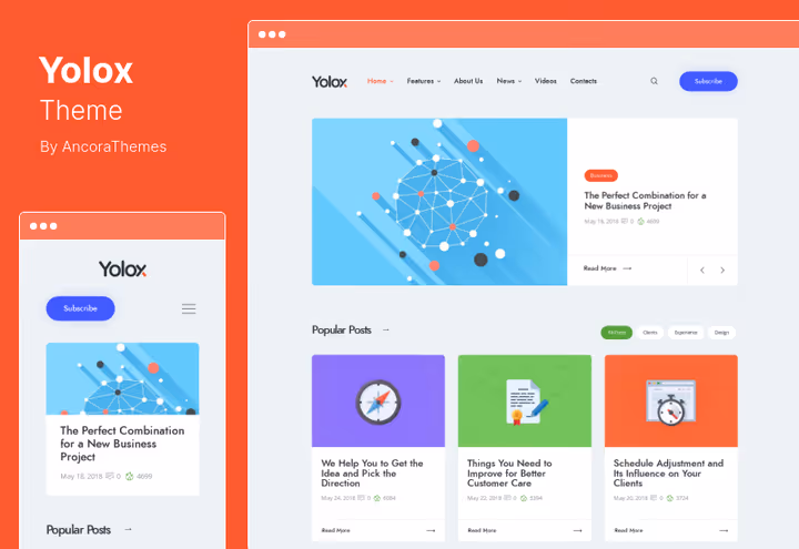 Yolox-tema med WooCommerce-butikkforside og produktfiltre