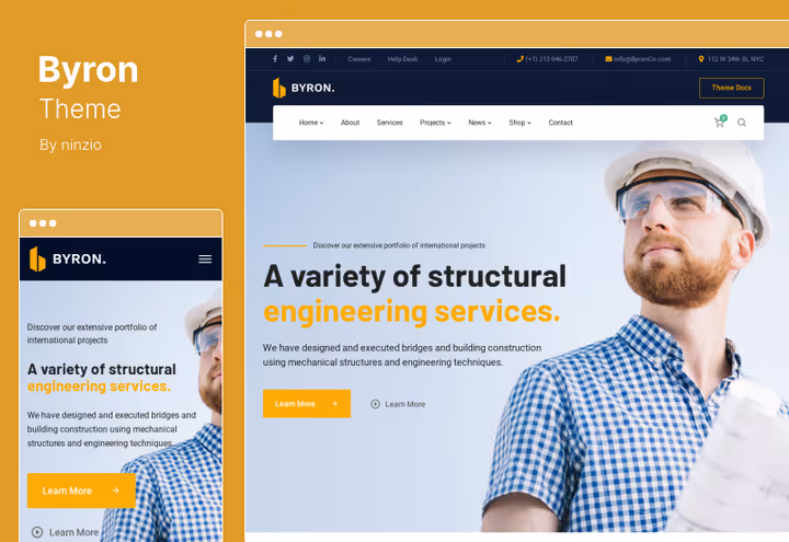 Byron, WordPressi teema ehitus- ja elektriärile WPML-iga