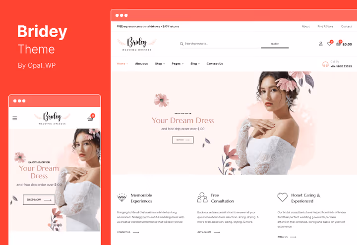 Тема Bridey, весільний магазин з WPML та RTL