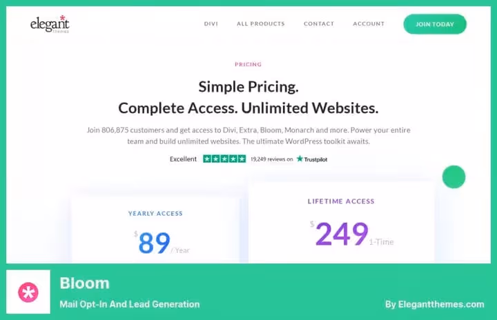 Bloom: 100+ шаблонів email opt-in форм від команди Elegant Themes