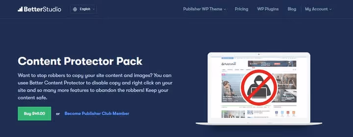WPShield Content Protector homepage