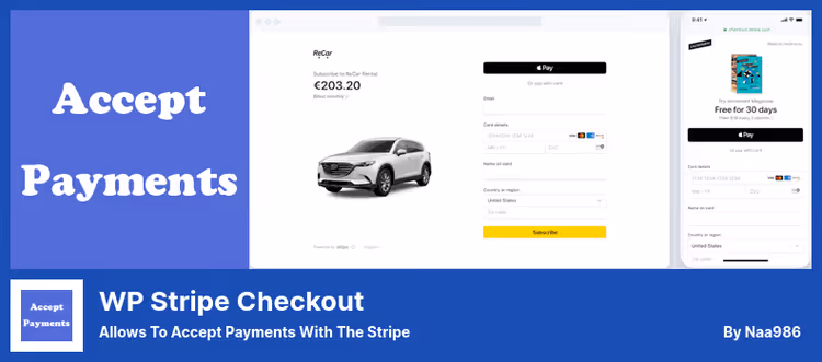 WP Stripe Checkout-bestillingsskjema med Stripe