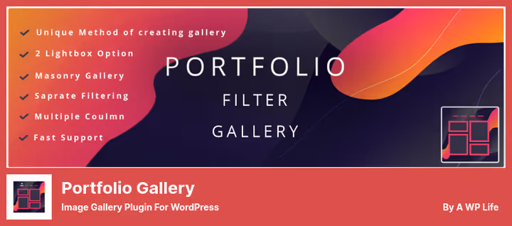 Interface do plugin Portfolio Gallery com definições de grelha