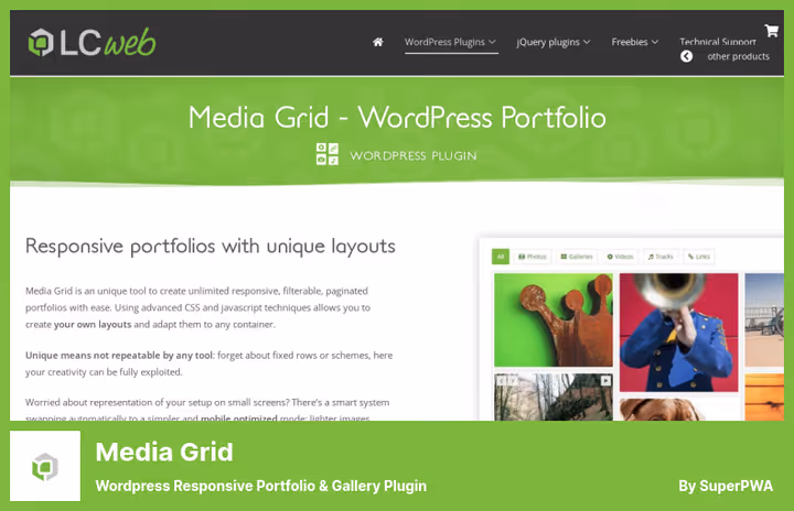 Construtor visual de grelhas Media Grid com colocação livre de elementos
