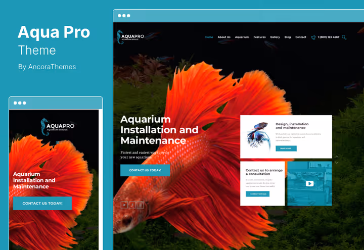 Скріншот теми AquaPro для океанаріумів і акваріумів WordPress