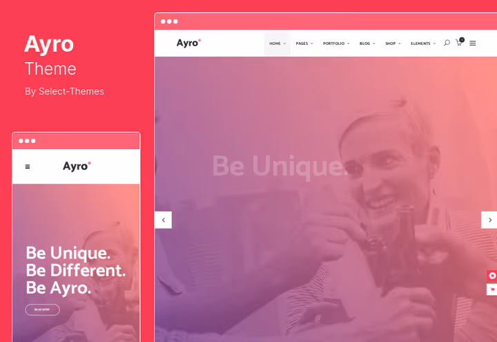 Ayora WordPress-tema, hjemmeside for en teknologioppstart
