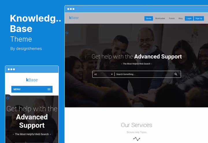 Knowledge Base-tema, kunnskapsbase og støtteportal på WordPress