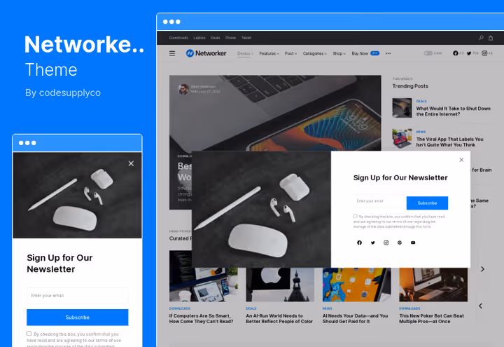 Networker-tema, WordPress-teknologiblogg med mørk modus