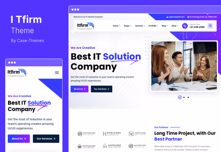 ITfirm-tema, hjemmeside for IT-tjenesteselskap på WordPress