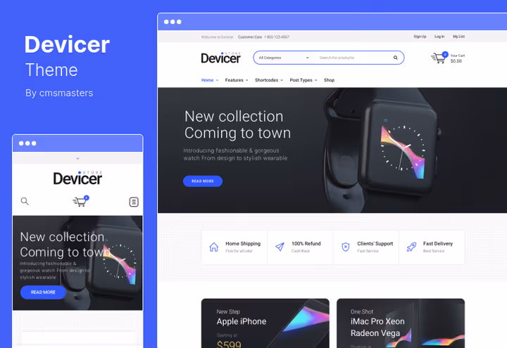 Devicer-tema, butikk for elektronikk og digitale produkter på WooCommerce