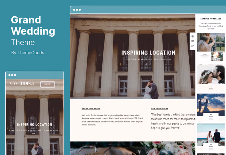 Демо головної сторінки теми Grand Wedding для WordPress