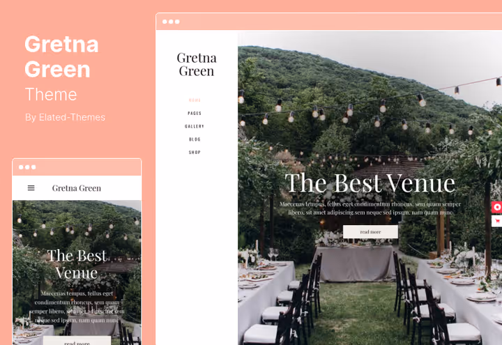 Дизайн теми Gretna Green із запрошувальною формою RSVP