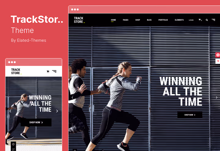 Tema de loja TrackStore com visualização rápida de produto